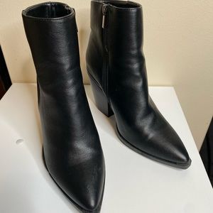 Leather black heel boots